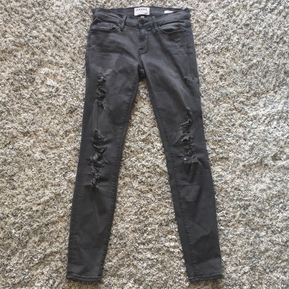 Frame Denim Denim - Frame Denim gray distressed skinny jeans